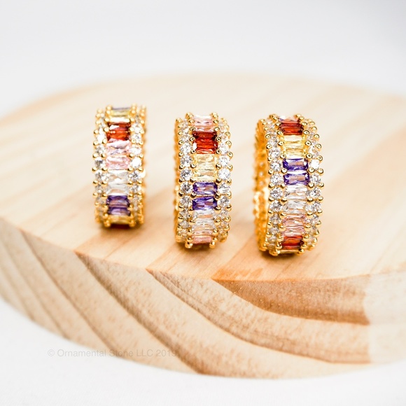 Ornamental Stone Jewelry - Pave Cubic Zirc Rainbow CZ Ring 5 6 7 #44 #45 #46